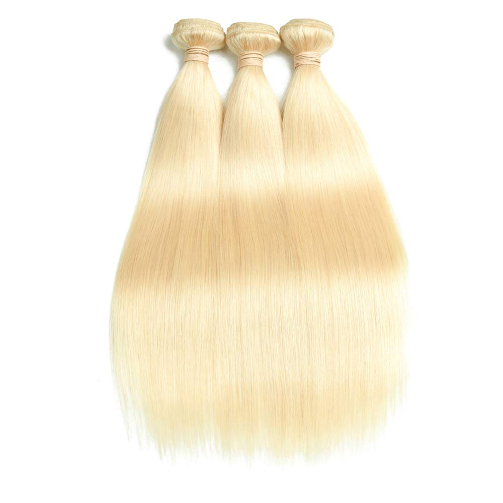 #613 Blonde Straight Hair 3 Bundles with 5x5 HD Closure